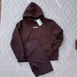 NWT Wilo Wellness Club Brown Hoodie and Leggings Set Large